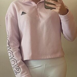 Pink Adidas crop 1/4 zip jacket